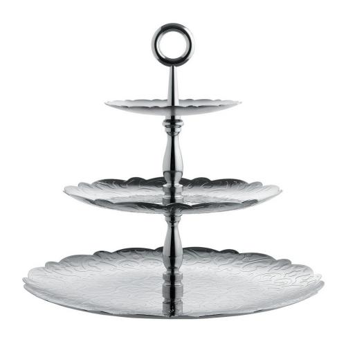 Alessi-Dressed 18/10 Stainless Steel Three Element Lift with Embossed Decor-