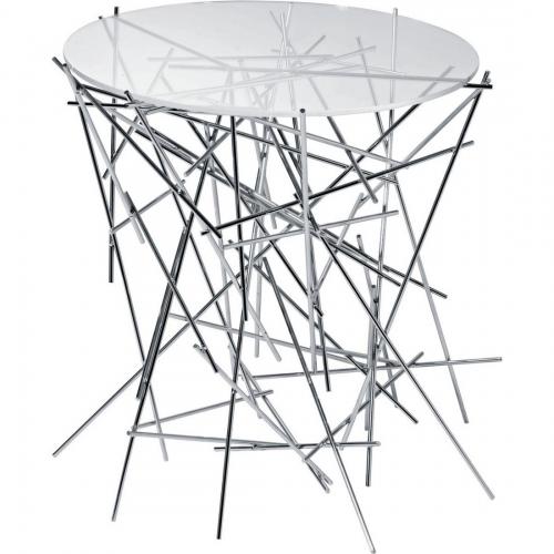 Alessi-Blow up Chrome Steel Base Glass Top Table-