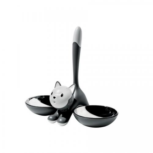 Alessi-Tigrito 18/10 Resin, Grey & Stainless Steel Cat Bowl - Picture 1 of 1